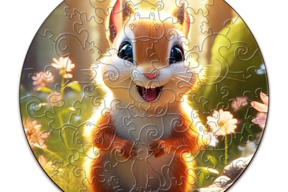 Detské drevené puzzle-roztomilá veverička 66d1e81f4a0c8