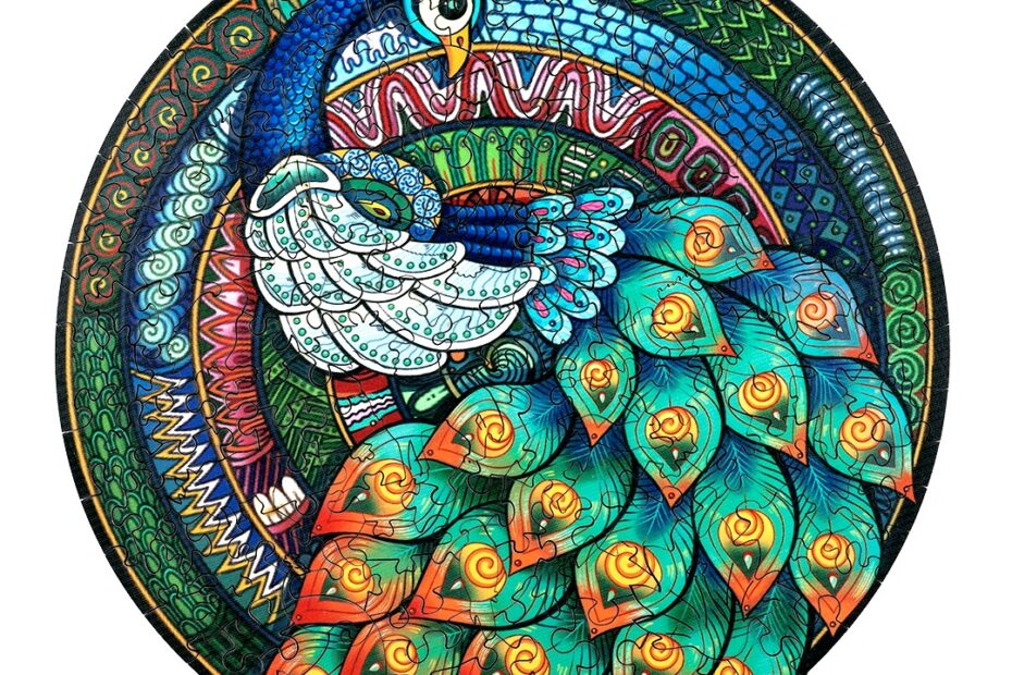 Drevené puzzle-ELEGANTNÝ PEACOCK 66d24f478fd5d