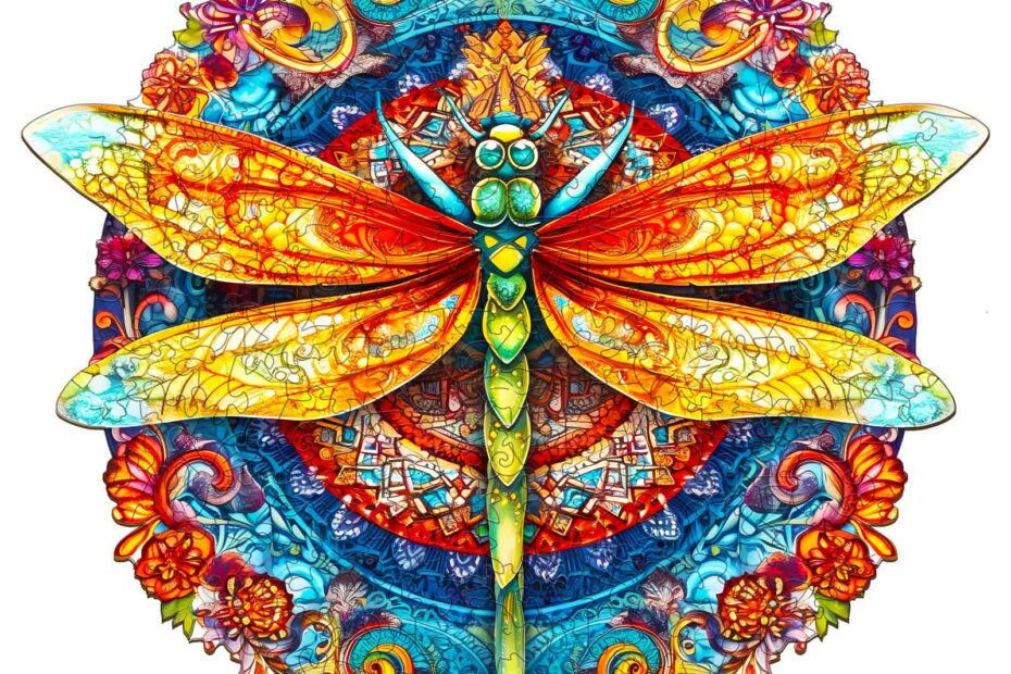 Drevené puzzle-MANDALA DRAGONFLY 66d1436948312