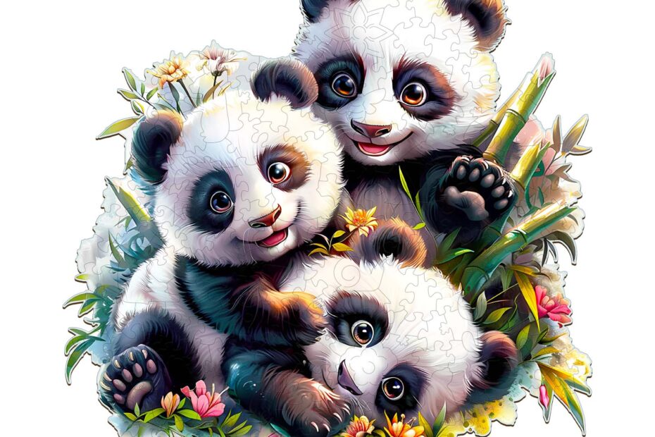 Drevená skladačka – Panda Family 66d1b4b760e64