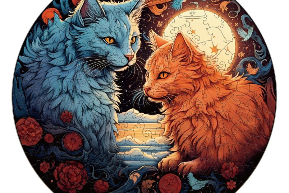 Drevené puzzle-YIN YANG CAT-1 66d2599974cf8