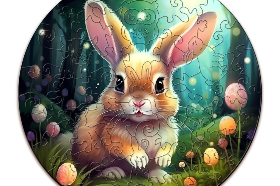 Detské drevené puzzle – roztomilý zajačik 66ed84ede30cf