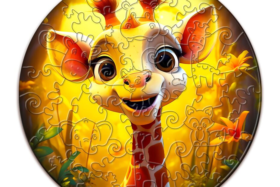 Detské drevené puzzle – Roztomilá žirafa 66da81704646d