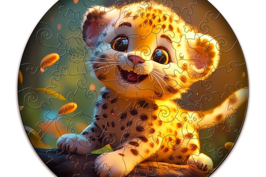 Detské drevené puzzle – roztomilý leopard 66ebaa9b7c6fe