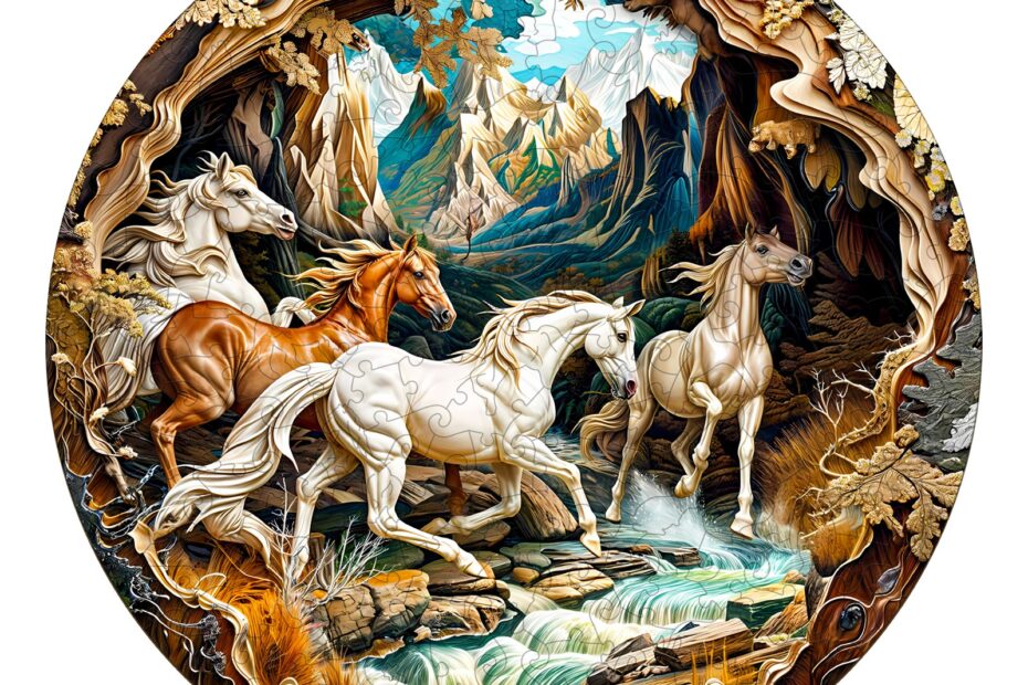 Drevené puzzle-3D jaskynný kôň 66e16f22df5aa