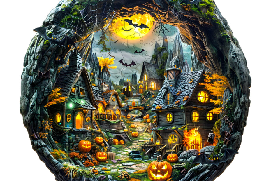 Drevené puzzle-3D Halloween Night 66dd157eb74c8