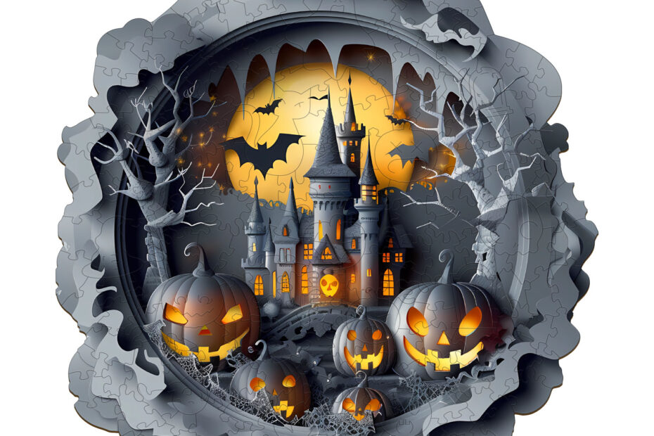 Drevené puzzle-3D halloweensky hrad 66ea564f9768b