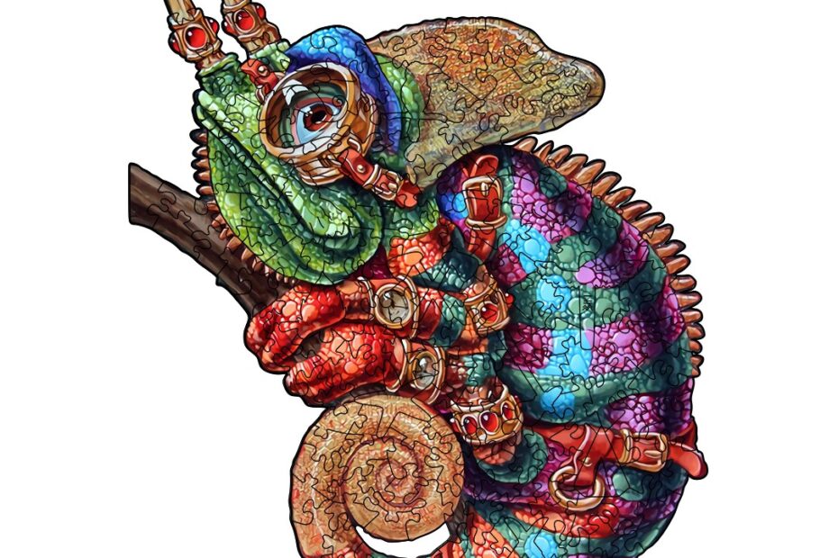 Drevené puzzle – ADVENTUROUS CHAMELEON 66dd1f9ef423d