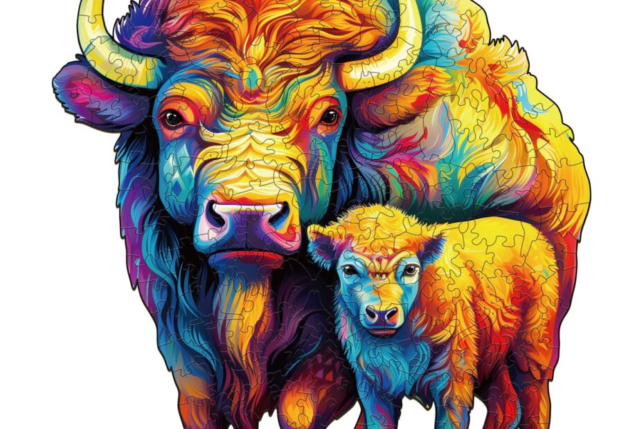 Drevené puzzle – americká zubria rodina 66d3e1b3e8280