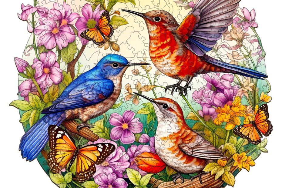 Drevené puzzle – Vtáky a motýle 66d6b357e9a22