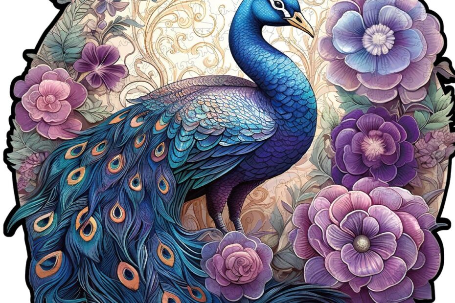 Drevené puzzle – Očarujúci páv 66debc41626a3