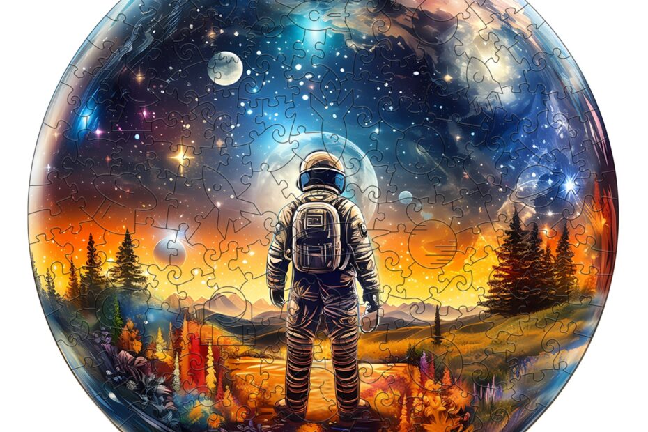 Drevená skladačka – Astronaut z krištáľovej gule 66dfb3c4b9fb7