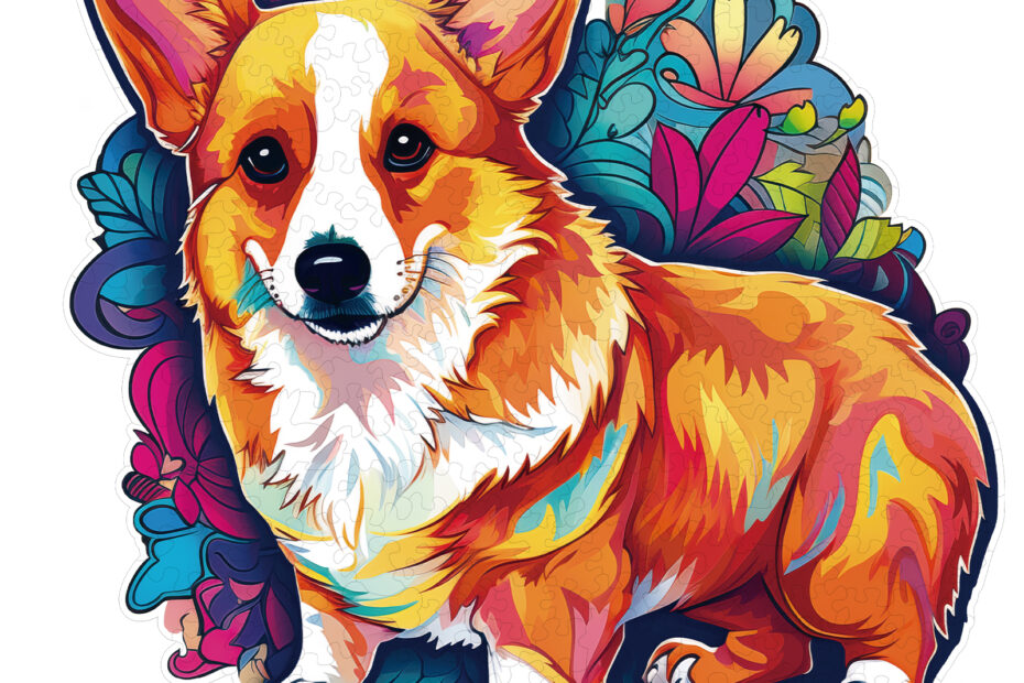 Drevená skladačka – roztomilý Corgi 66db6439e5f6f
