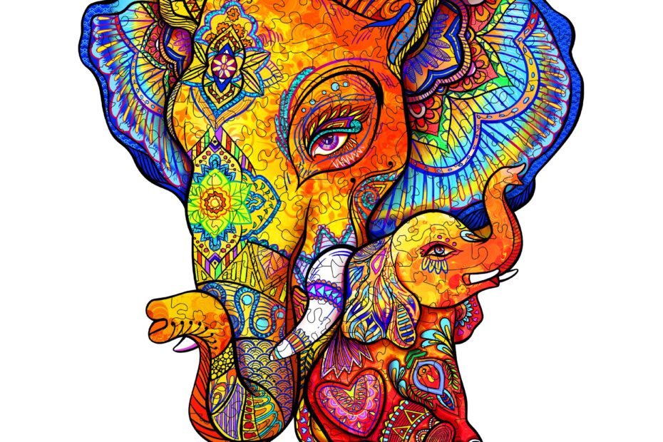 Drevené puzzle-sloní puzzle Materská láska 66d4721e2584a