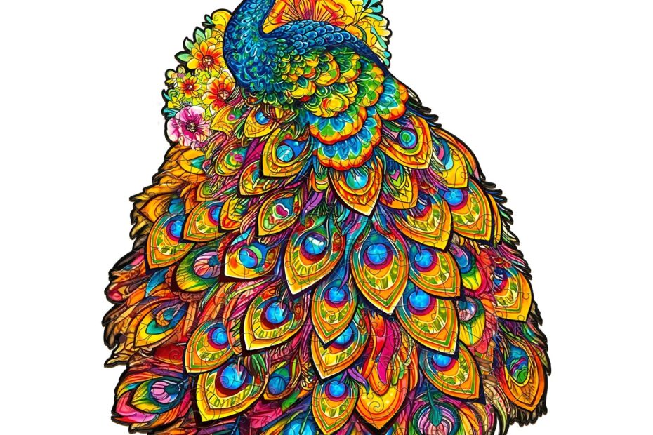 Drevené puzzle – nádherný páv 66ecd58b0c48f