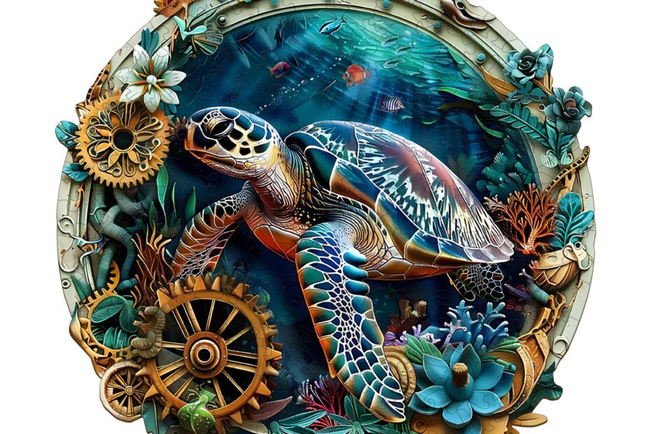 Drevené puzzle-embossovaná korytnačka 66d6a8f20a564