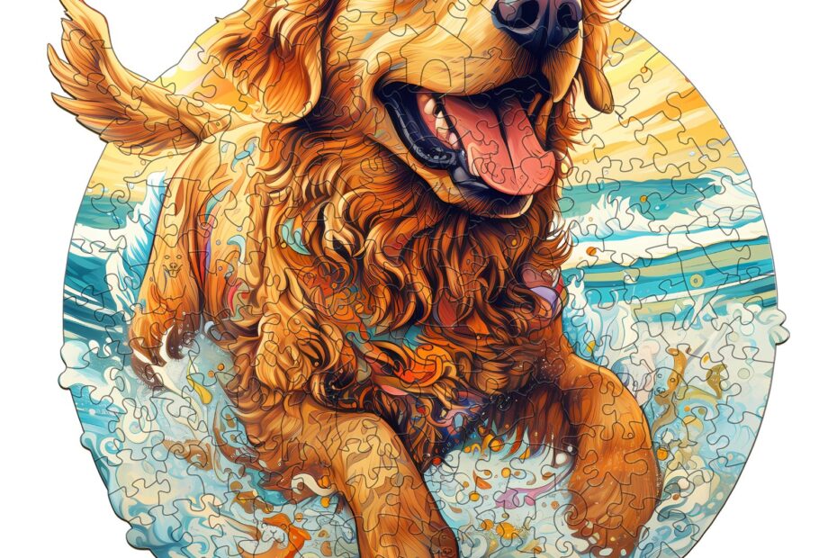 Drevené puzzle-Šťastný zlatý retriever 66e07795691c5