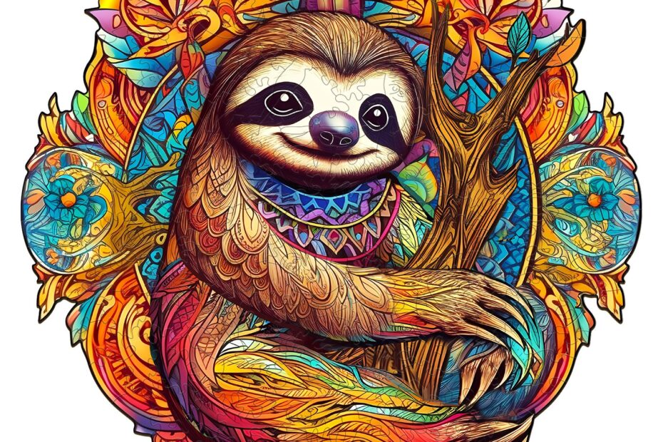 Drevená skladačka-HAPPY SLOTH 66e3cfa3363b4