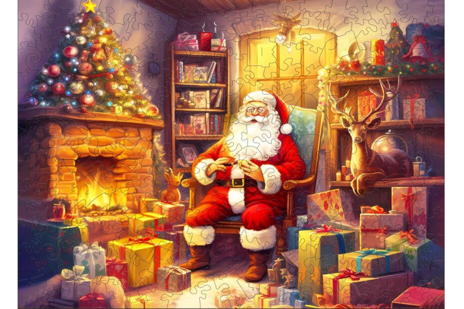 Drevené puzzle – veselý Santa Claus 66daaa9ea0d5f