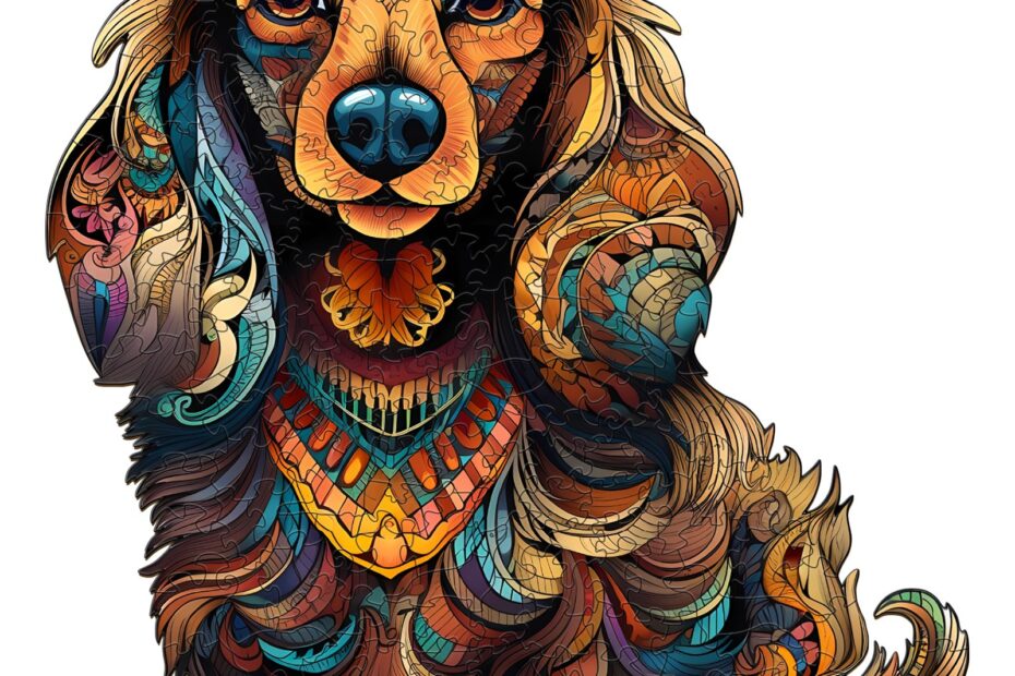 Drevené puzzle- dlhosrstý jazvečík-3 66ee00dd96fab