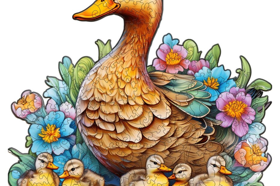 Drevené puzzle – kačica a kačiatka 66eb1a1ae5418