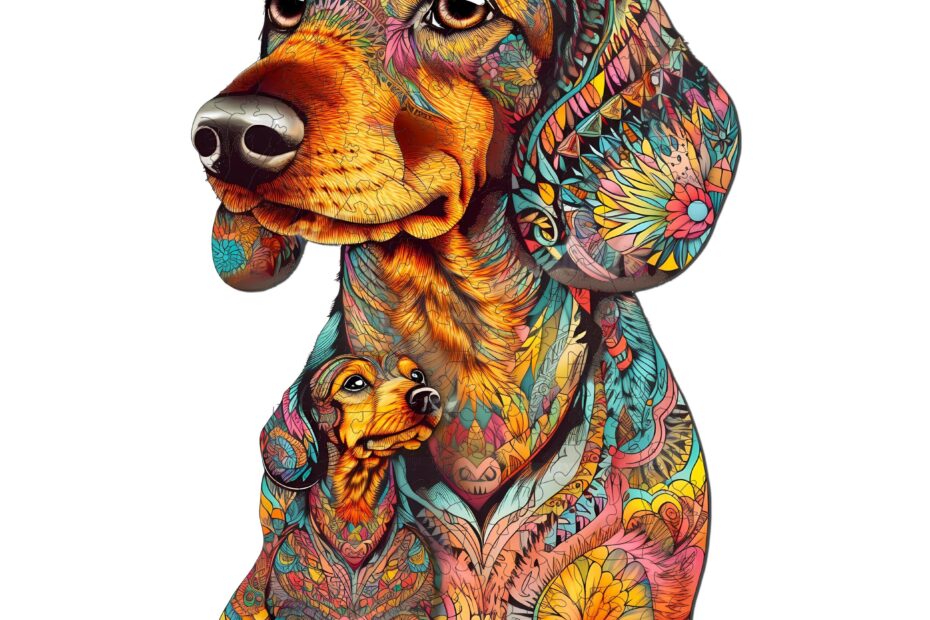 Drevené puzzle-rodič-dieťa jazvečík 66dad40415c6a