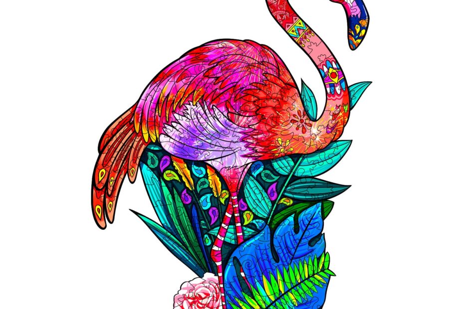 Drevené puzzle-PASSIONATE FLAMINGO 66ebbf2818bab