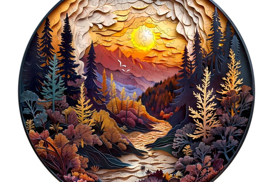 Drevené puzzle-3D les západu slnka 66e29a4898c4d