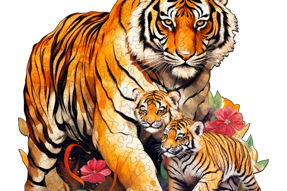 Drevená skladačka – Tiger Family 2 66ed09209aa34