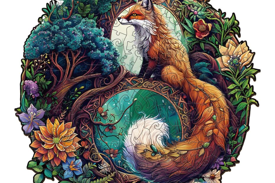 Drevená skladačka – Yin Yang Fox 3 66e85cdc83ca7
